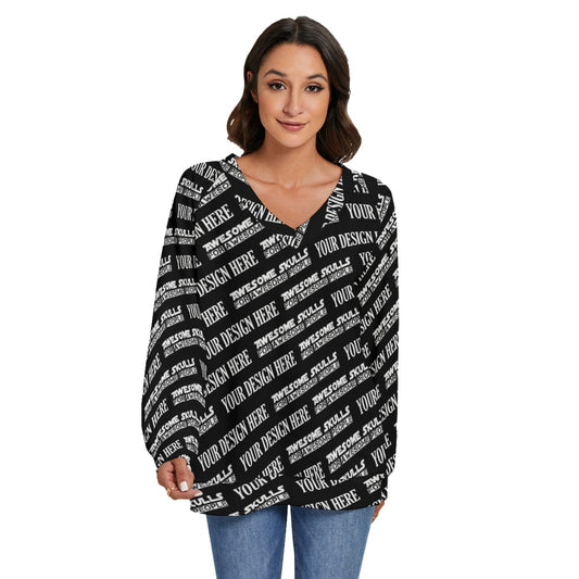 Custom Print on demand POD women's Knitwear & Car V-neck Imitation Knitted Swteater With Long Sleeve