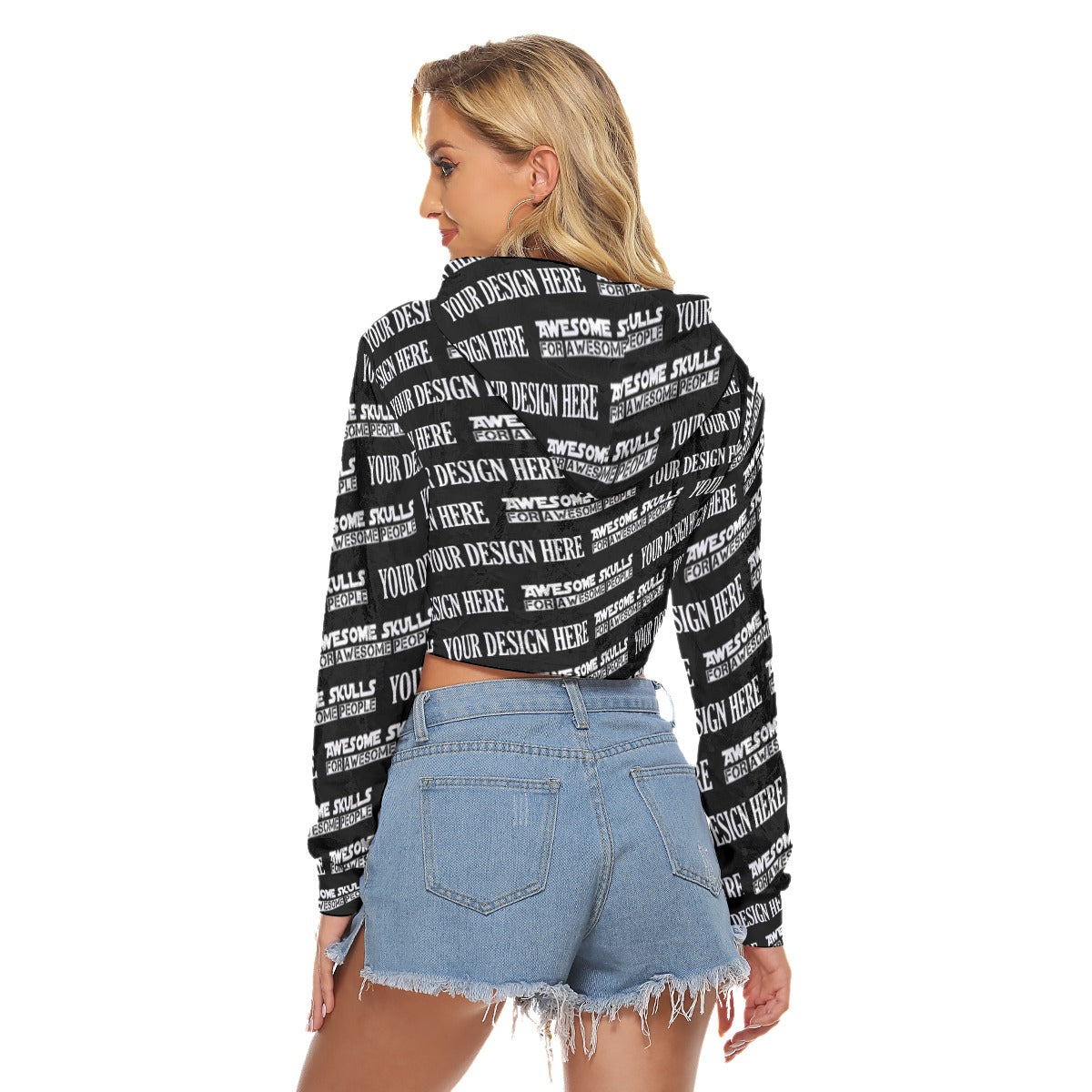 Custom print on demand pod Women's Hoodie Crop Top Hoodie|Velvet