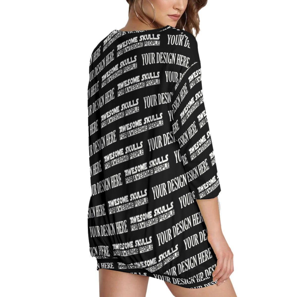 Custom print on demand pod Women's Hoodie Sweatshirt With Irregular Pleated Hem