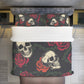 Halloween skull floral Four-piece Duvet Cover Set, Rose skull skeleton bedding covers