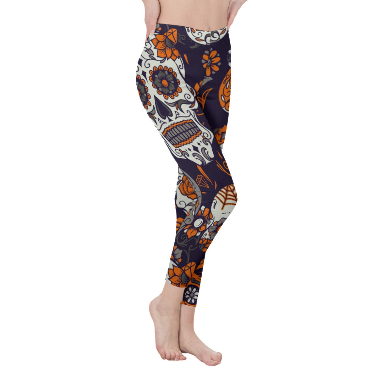 Orange All-Over Print Casual Leggings