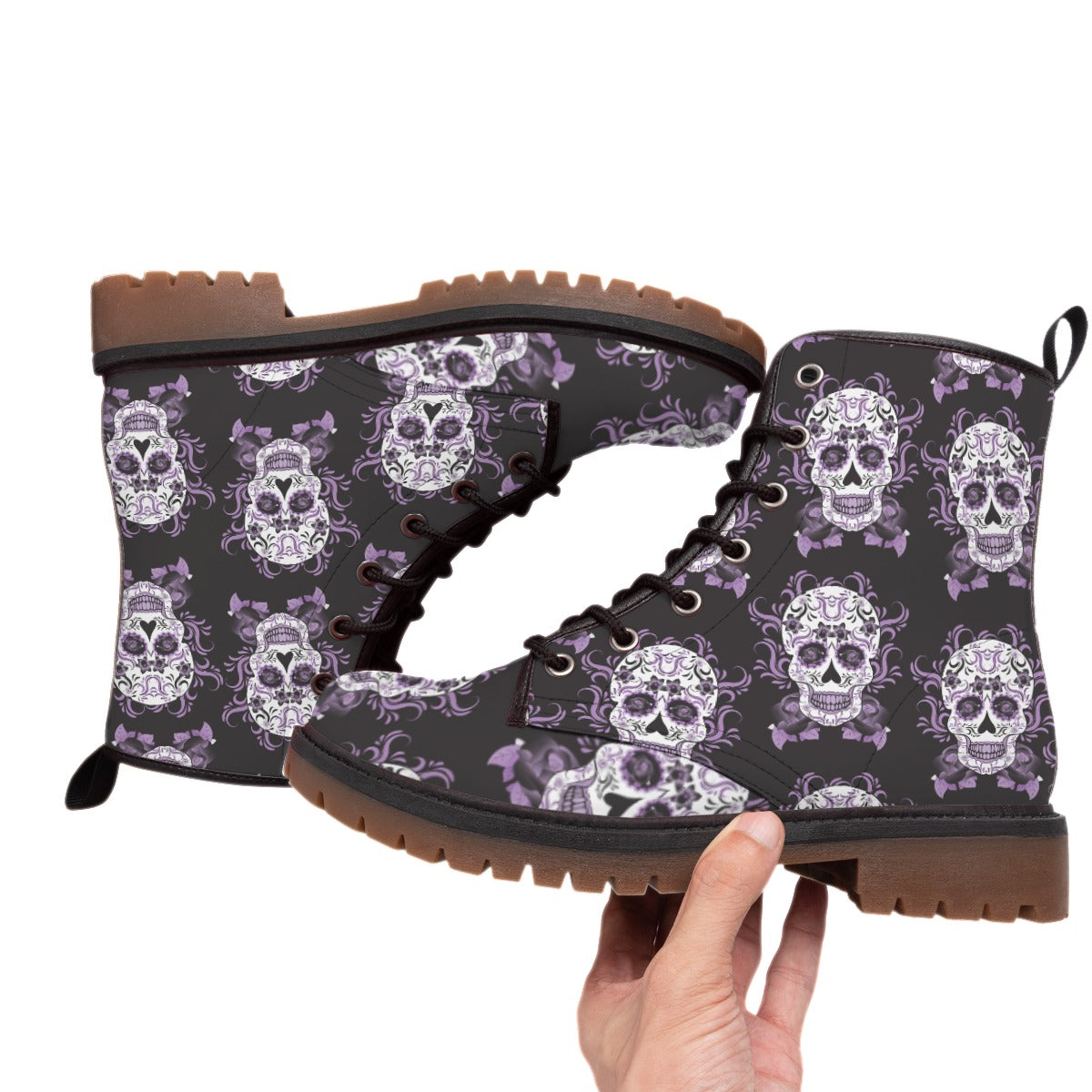 Day of the dead sugar skull Short Boots, Dia de los muertos skeleton boots shoes