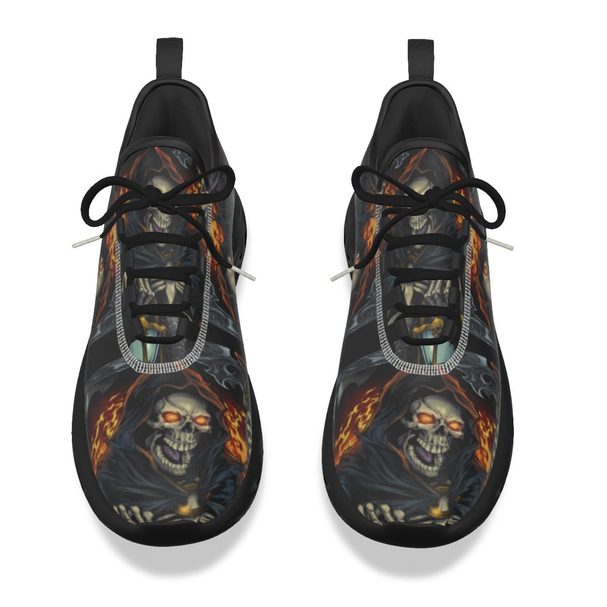 Flaming grim reaper skull Men's Light Sports Shoes