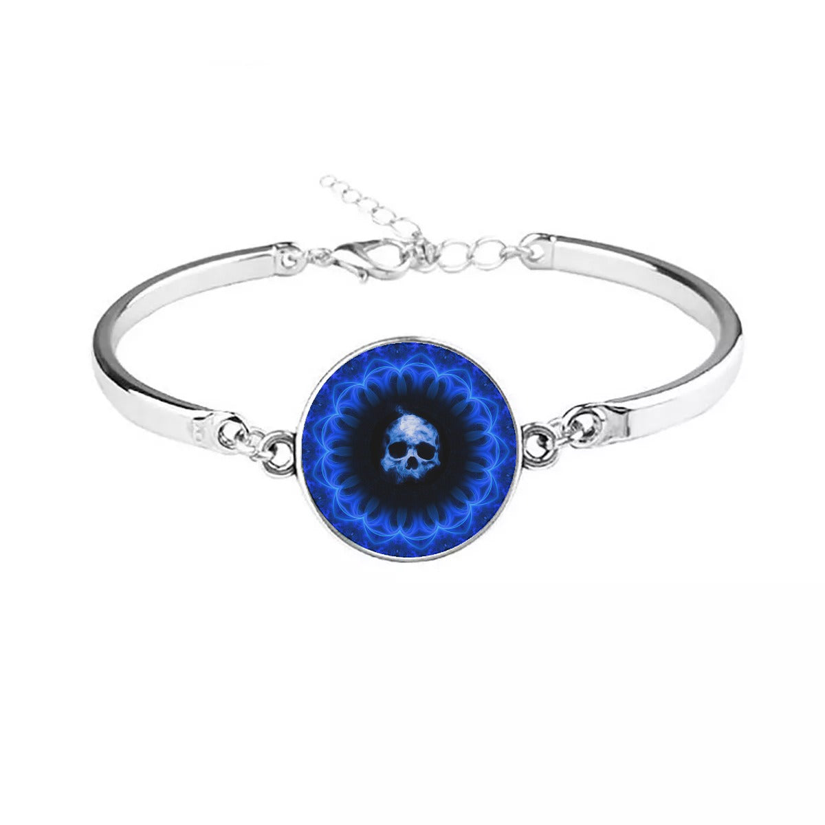 Skull gothic custom Bracelet, Flaming skeleton bracelet, skull jewelry