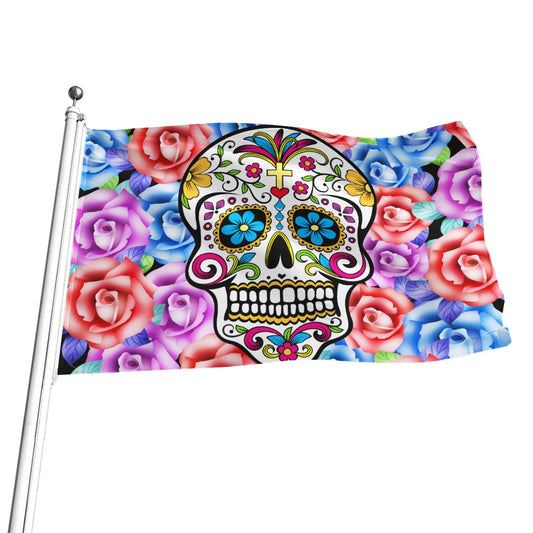 Sugar skull Day of the dead mexican skull flag, All-Over Print Flag, Halloween flag