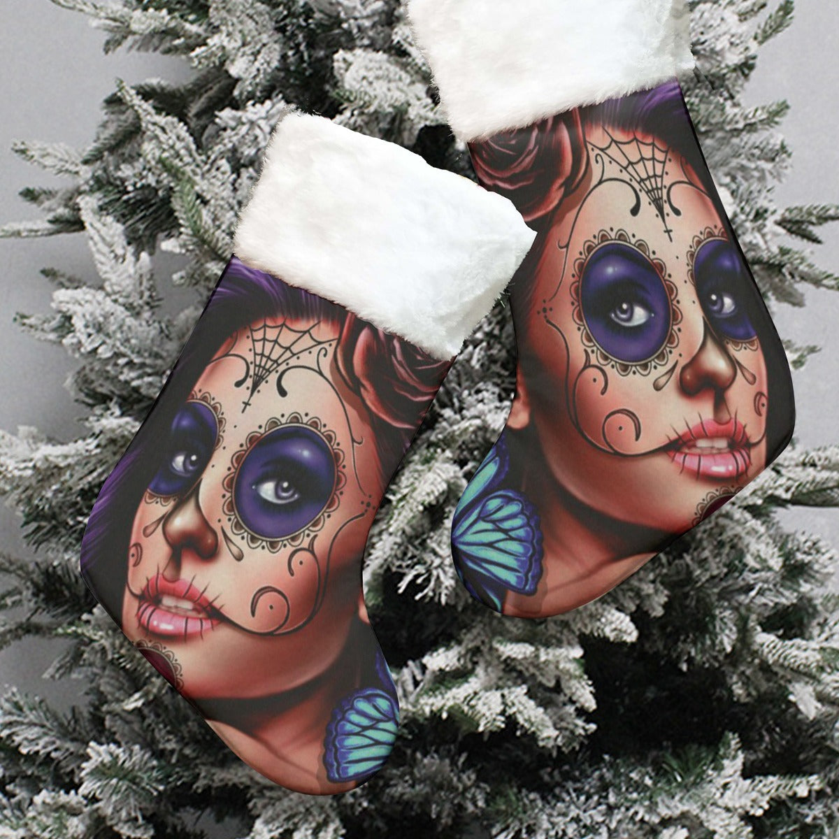 Girl sugar skull All-Over Print Christmas Socks