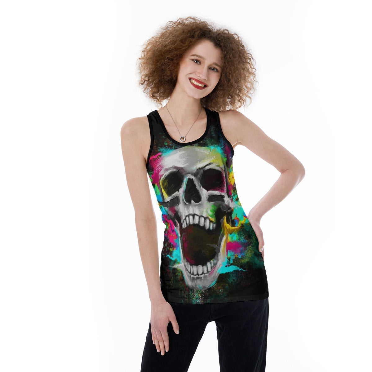 Gothic skull Women's Back Hollow Tank Top