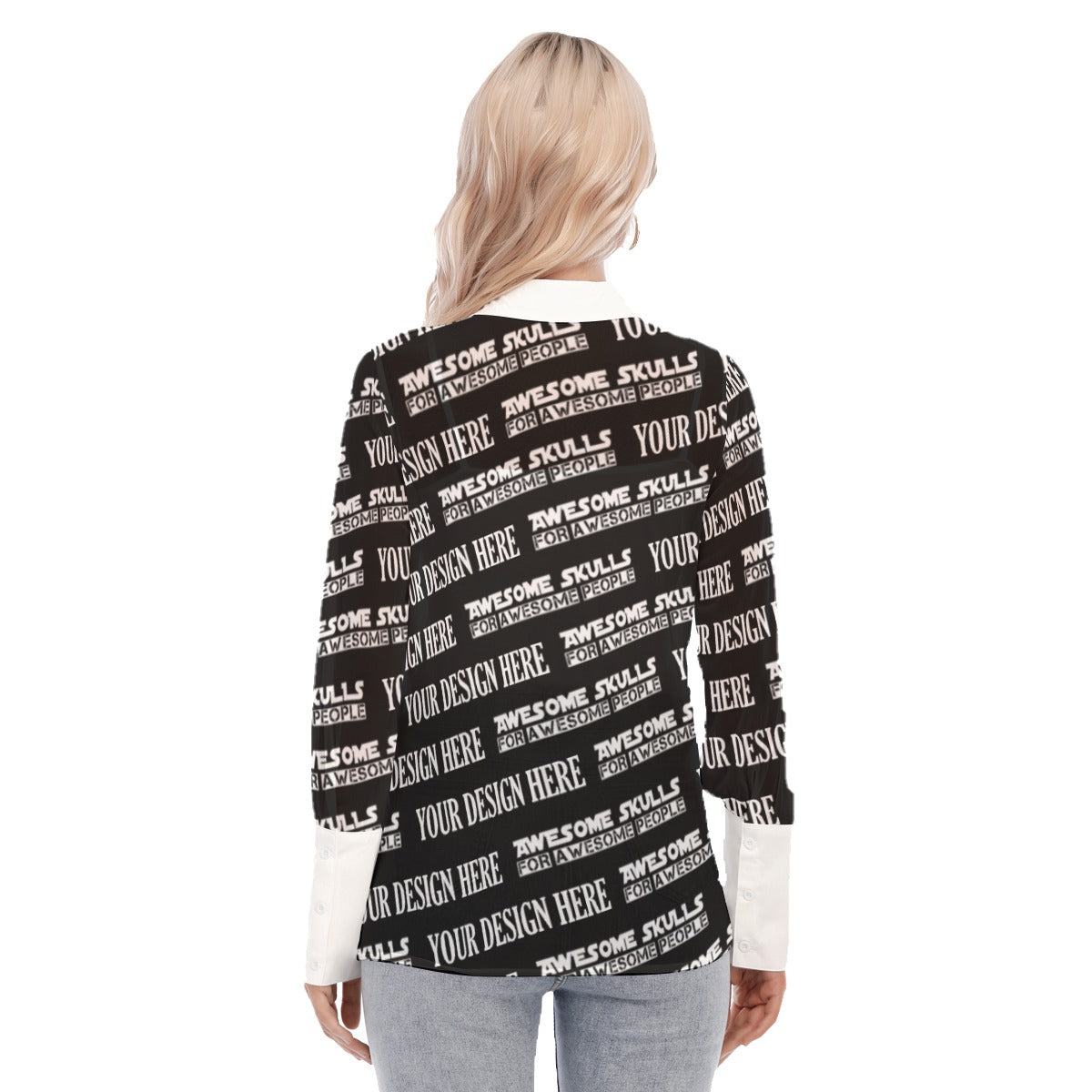 Custom print on demand pod Women's Shirts Mesh Blouse