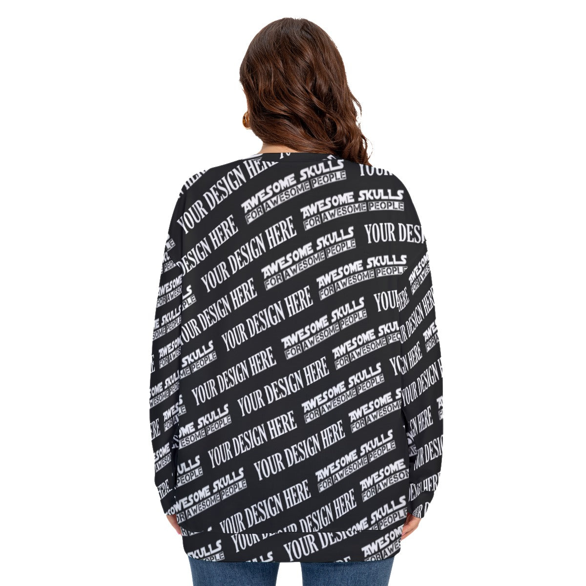 Custom print on demand pod Women's Hoodi O-neck Drop-shoulder Sweatshirt With Long Sleeve