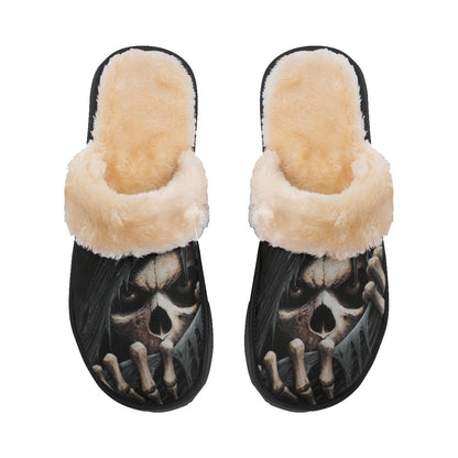 Grim reaper gothic skull Halloween Women's Home Plush Slippers