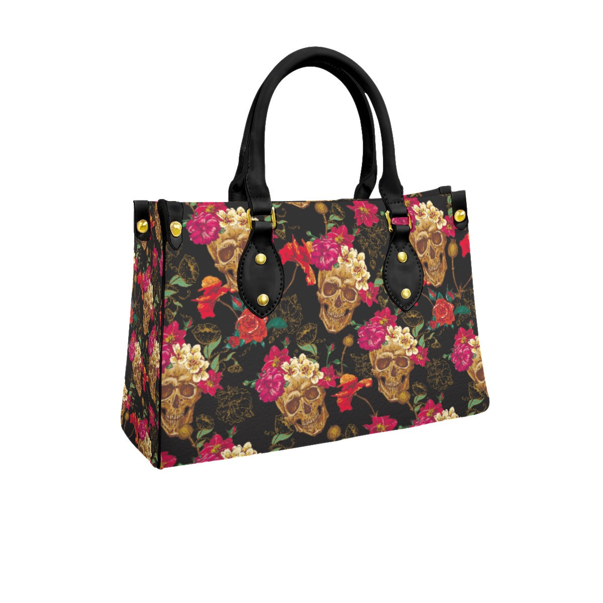 Floral skull Handbag, Sugar skull handbag, Halloween skeleton bag, gothic bag, skull women's bag