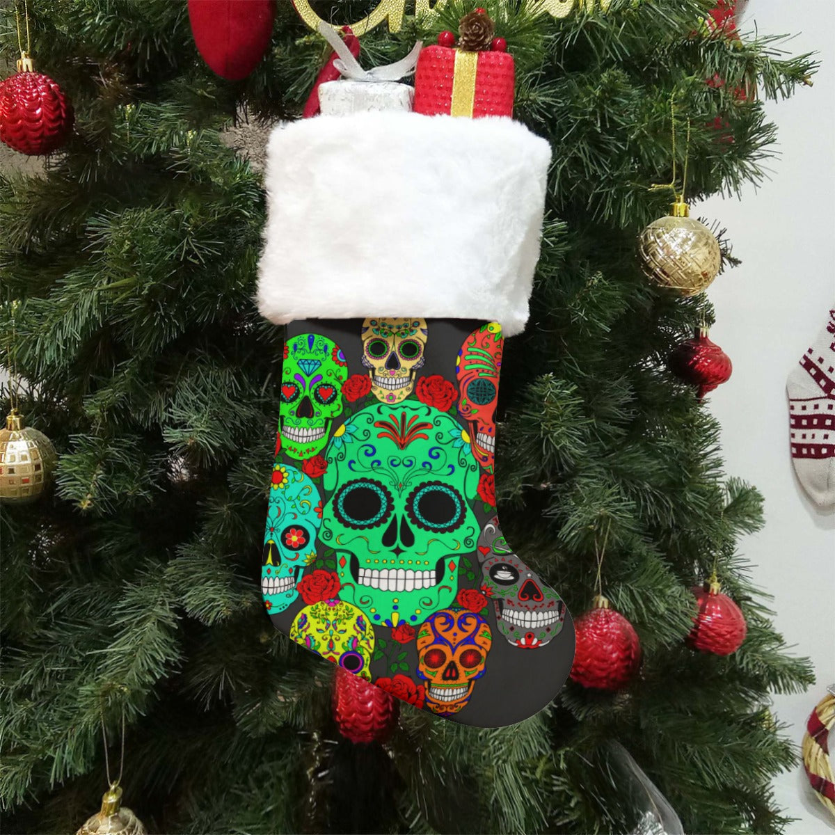 Calaveras sugar skull All-Over Print Christmas Socks