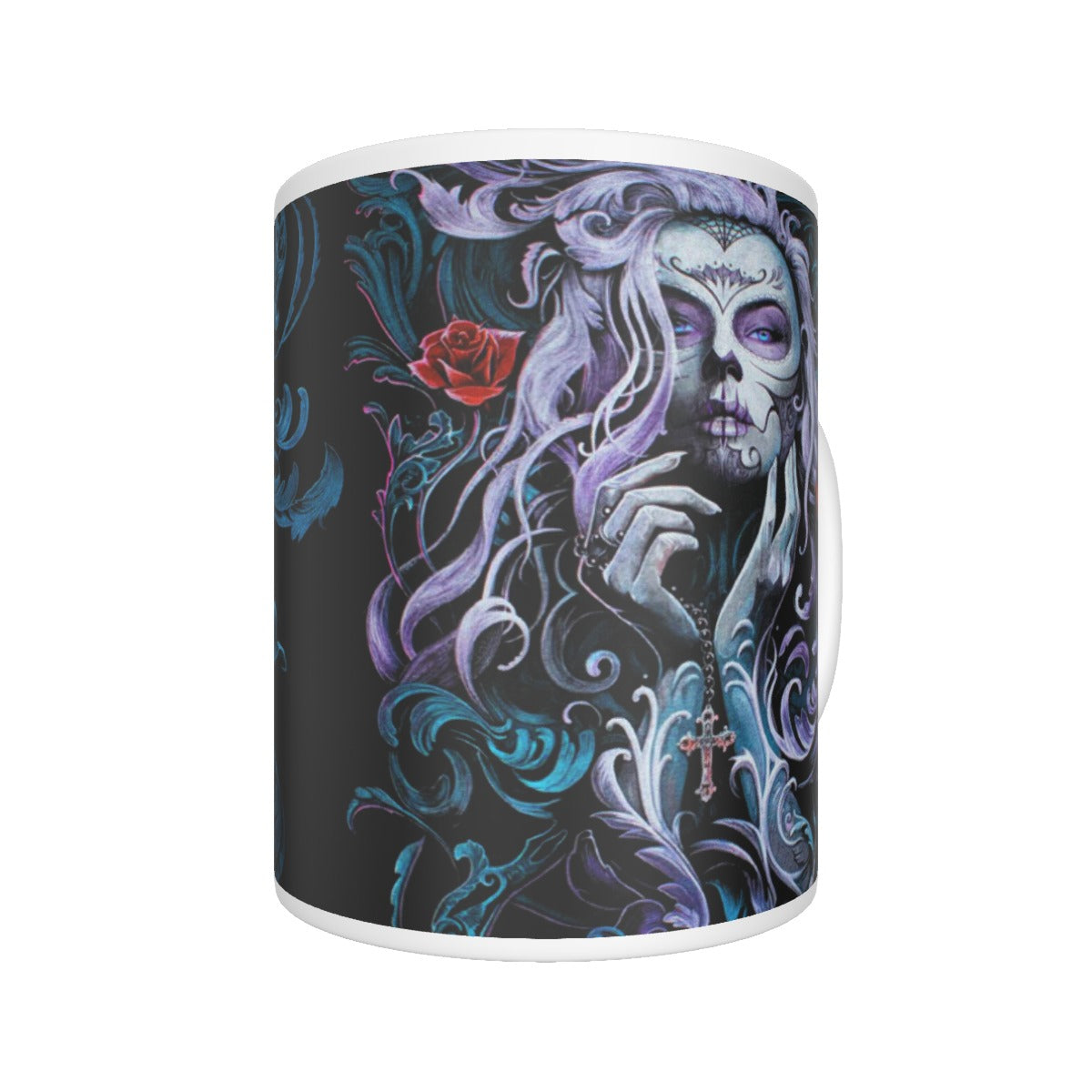 Sugar skull girl Ceramics mug, Day of the dead beautiful girl skeleton halloween cup mug
