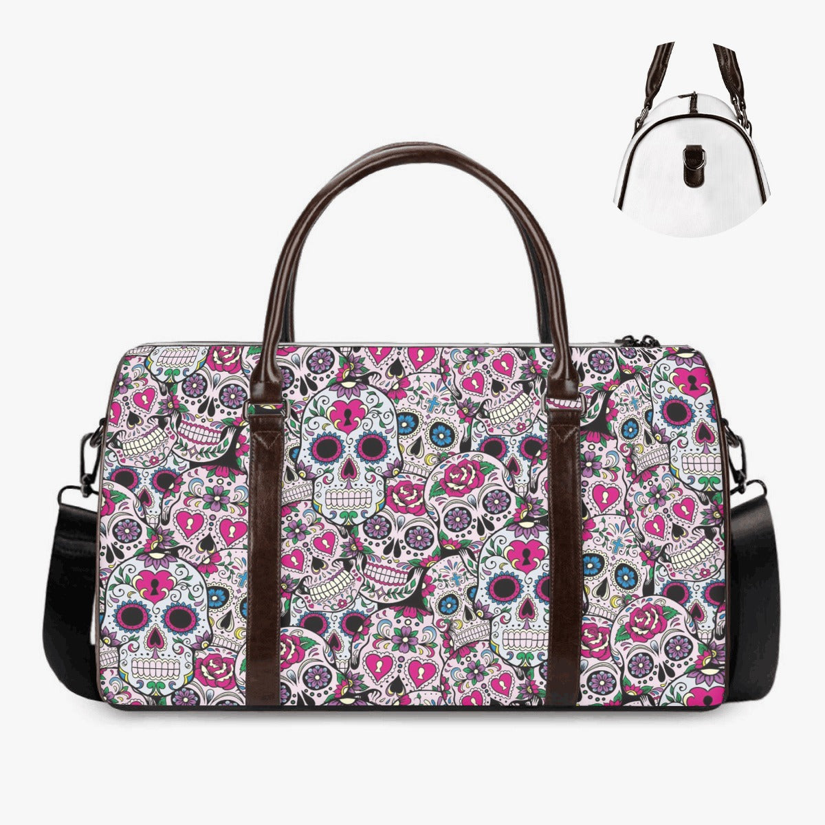 Cinco de mayo skull Canvas Weekend Travel Bag, day of the dead Carry On Bag, floral sugar skull Canvas Weekend Travel Bag, cinco de mayo skull bag