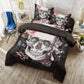 Floral day of the dead sugar skull Four-piece Duvet Cover Set, gothic sugar skull bedding sets