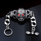 316lStainless steelCool Men's Steel High Quality Red Eye Stone Biker Man Skull charms Bracelet Chain Factory Price BC8-021