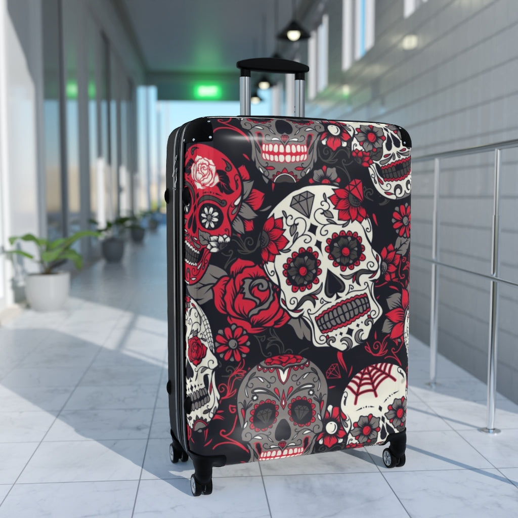 Dia de los muertos sugar skull Suitcases, sugar skull luggage