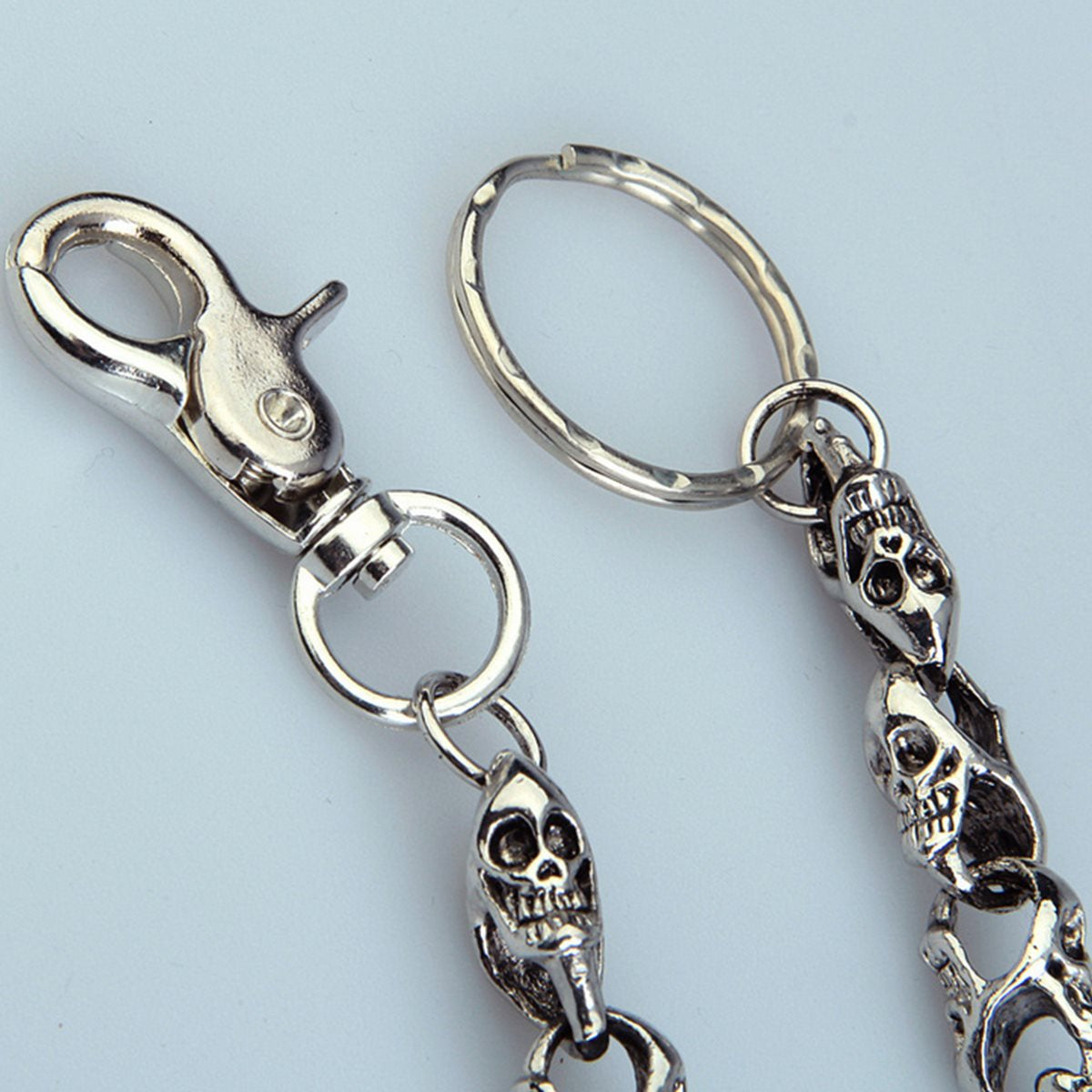 79cm Skull Biker Jean Wallet Chains Silver Ghost Rock Punk Hip-pop Metal Keychain