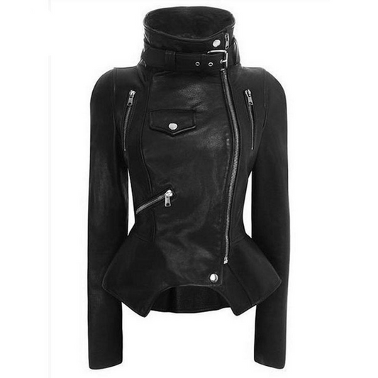 Rosetic Gothic Jackets Motorbike Woman Slim PU Leather Coats Steampunk Moto Streetwear Rock Style Metal Goth Jackets Genuine