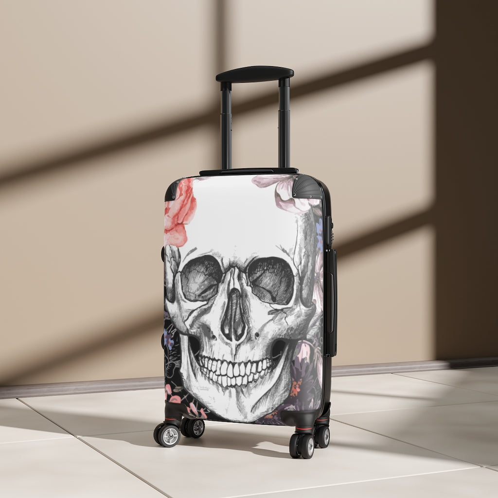 Awesome skull Suitcases, floral skull luggage, gothic halloween suitcase luggage