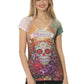 Sweet Gisele Womens Phoenix Souvenir Sugar Skull Day Of The Dead Graphic Printed T Shirt Top