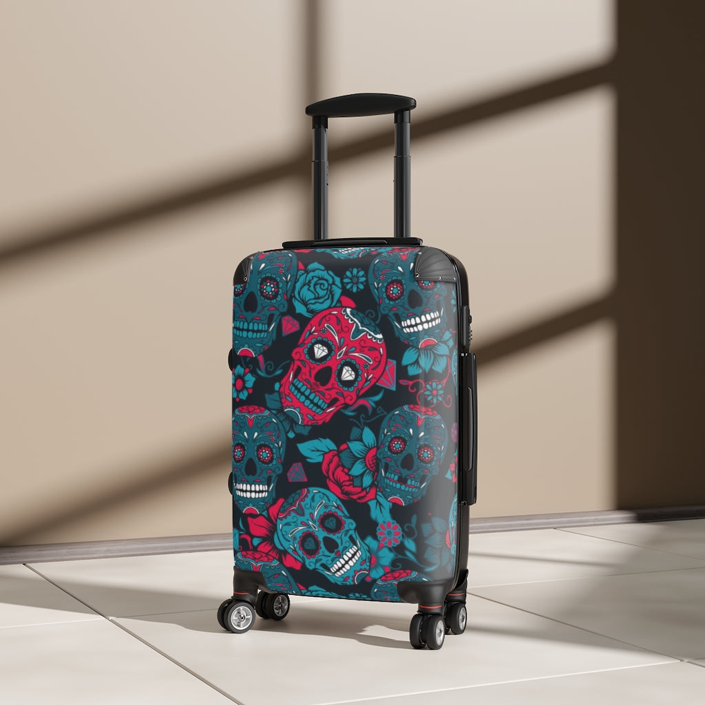 Dia de los muertos sugar skull Suitcases, sugar skull luggage, day of the dead skull skeleton suitcases luggae