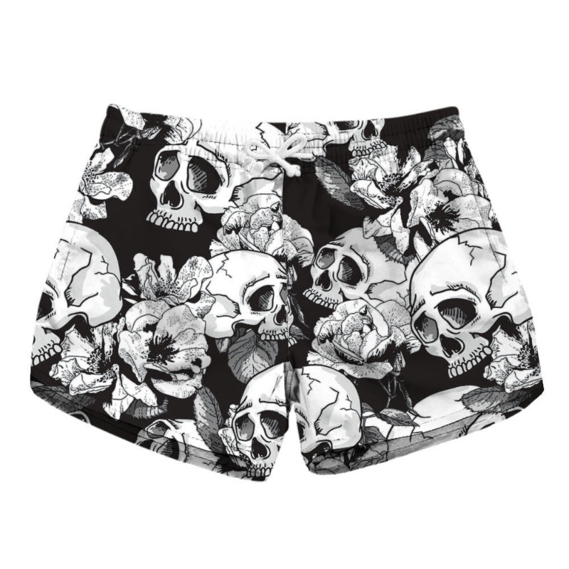 Women Sport Shorts Female Fitness Summer Beach Wear Flowers Skull 3D Printed Running Jogging Shorts Women Drop Shipping