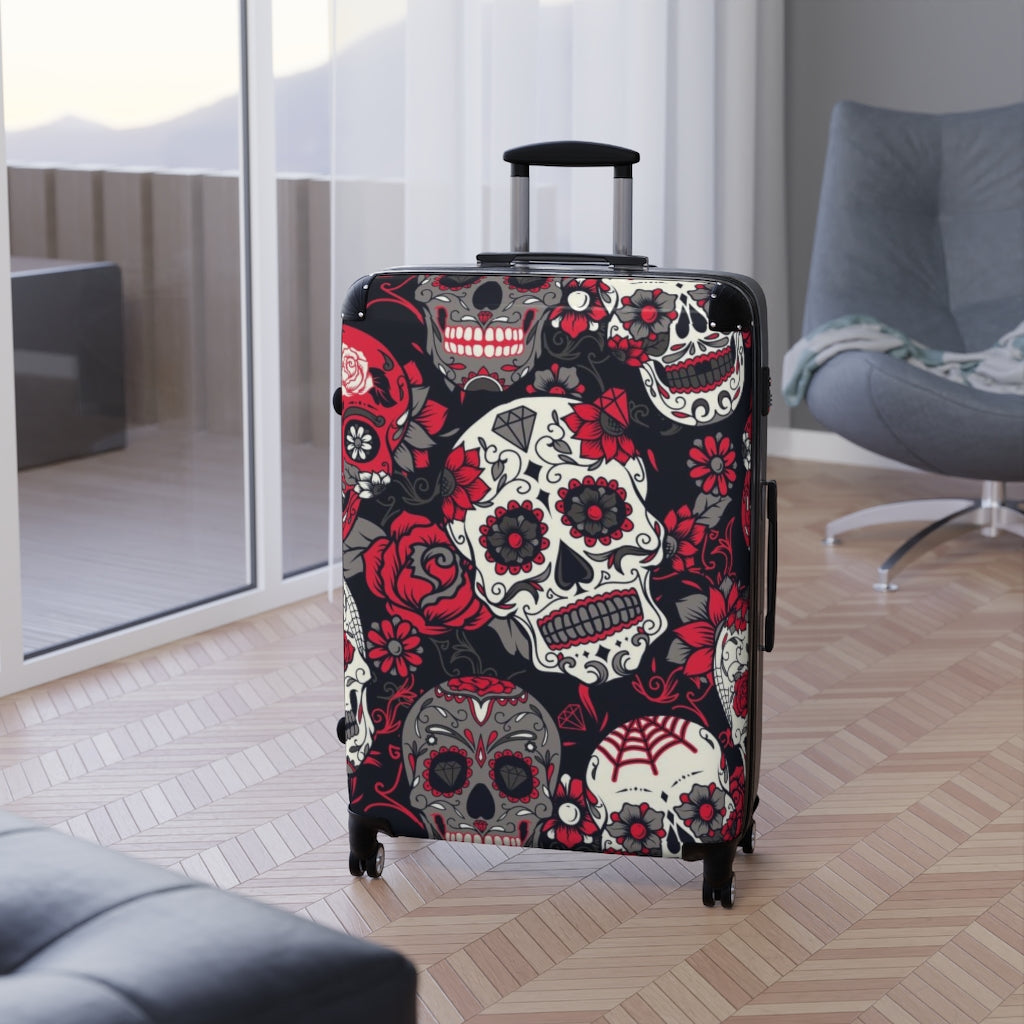 Dia de los muertos sugar skull Suitcases, sugar skull luggage