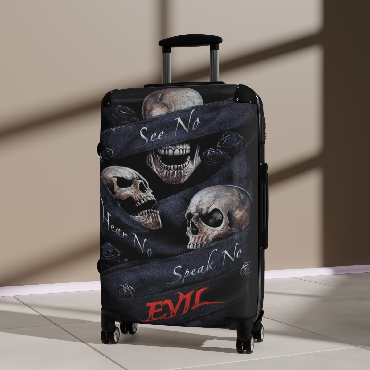 No see no hear no speak evils skull Suitcases Luggage