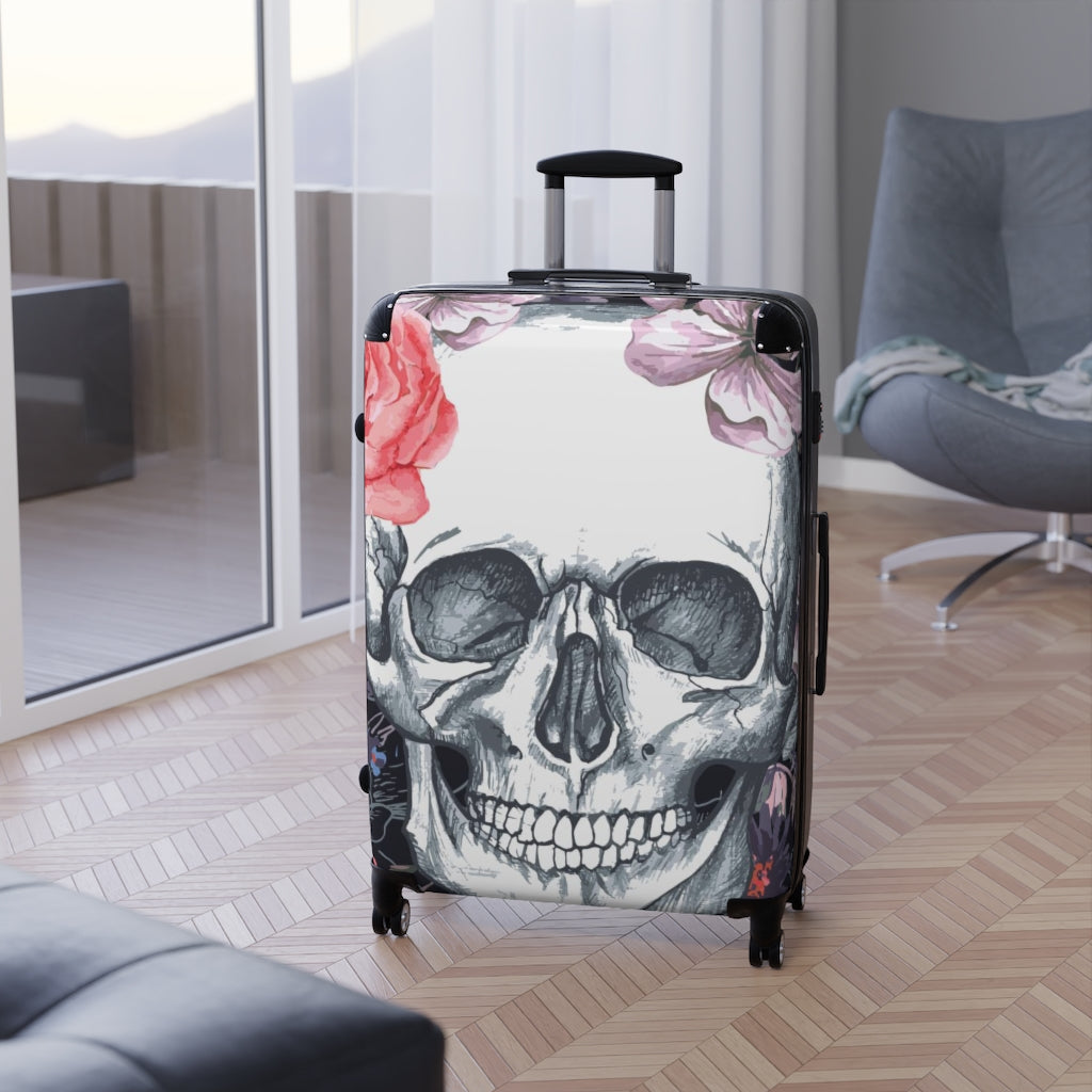 Grim reaper skull Suitcases, Halloween gothic skull suitcase luggage, day of the dead suitcase luggage