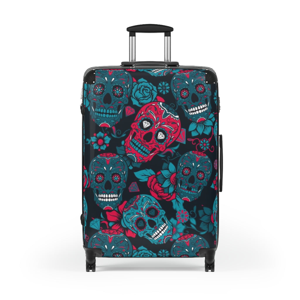 Dia de los muertos sugar skull Suitcases, sugar skull luggage, day of the dead skull skeleton suitcases luggae