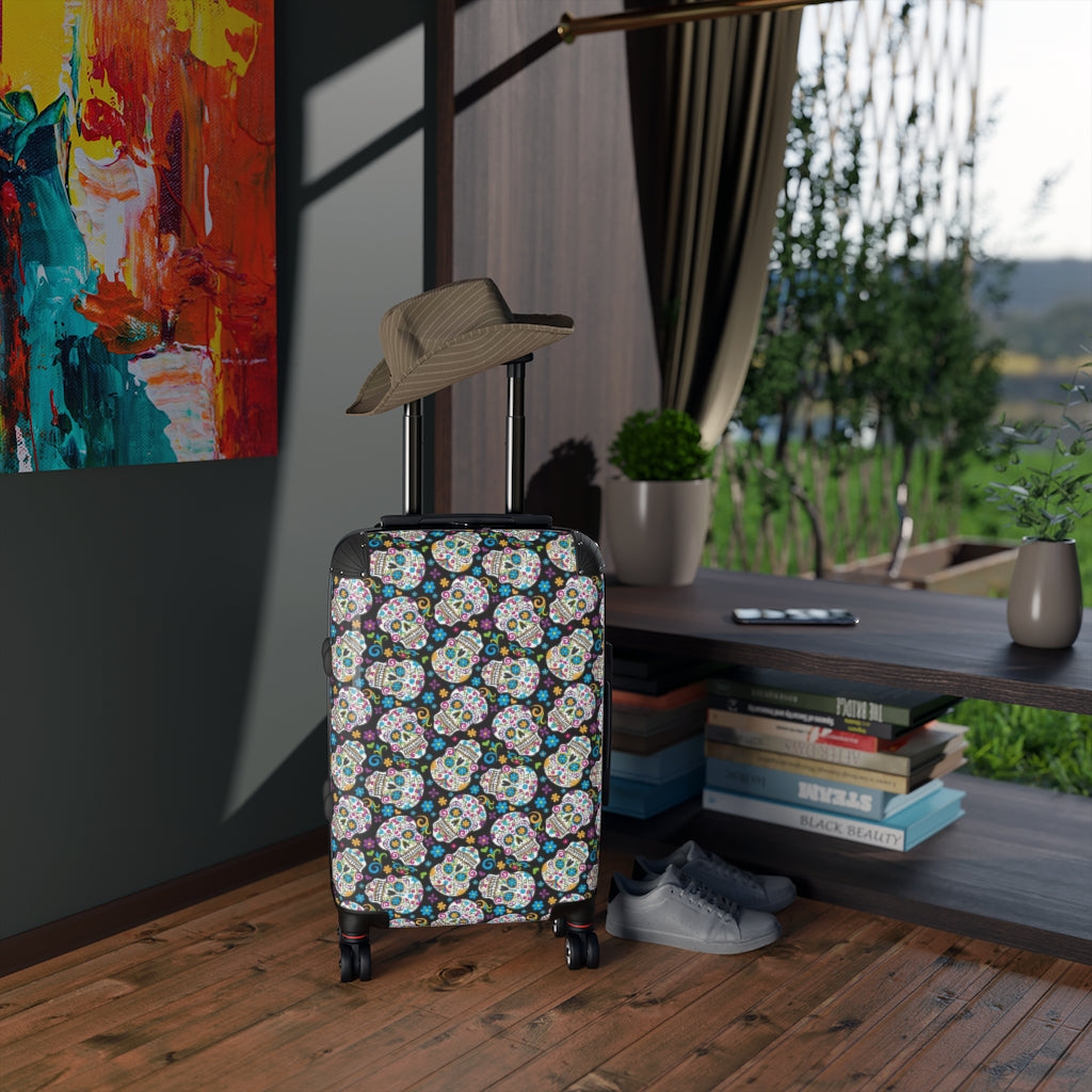 Day of the dead Sugar skull Suitcases, sugar skull luggage, dia de los muertos suitcase luggage