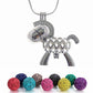 Dragon Skull Angel Horse Dolphin Bear Mermaid Shape Trendy Necklace With 6PCS Lava Rock Beads Velvet Bag Cute Jewelry