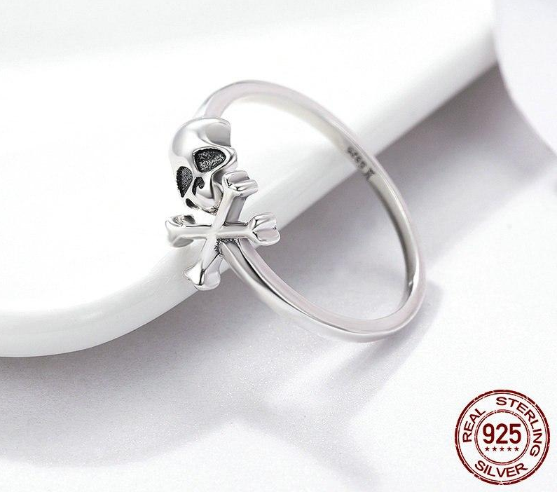 100% 925 Sterling Silver Hyperbole Skeleton Skull Pirate Ring Vintage Sterling Silver Jewelry Halloween Gift SCR145