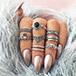 8pcs/set Boho Knuckle Rings Carved Elephant Heart Crown Rings for Women Vintage Party Midi Ring Jewelry valentines day gift