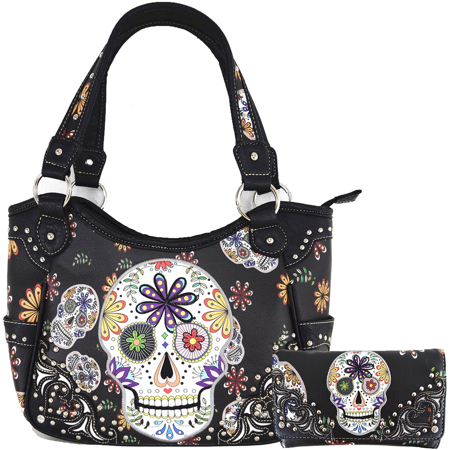 Concealed Carry Day of the Dead Sugar Skull Purse Handbag & Wallet