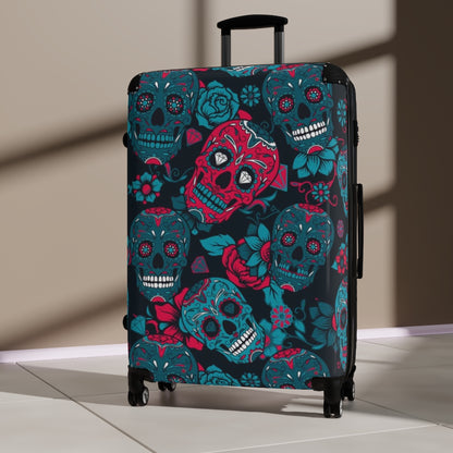 Dia de los muertos sugar skull Suitcases, sugar skull luggage, day of the dead skull skeleton suitcases luggae