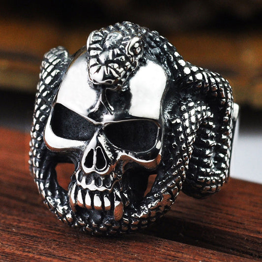 925 Silver Skull Rings Snake Fashion Skeleton