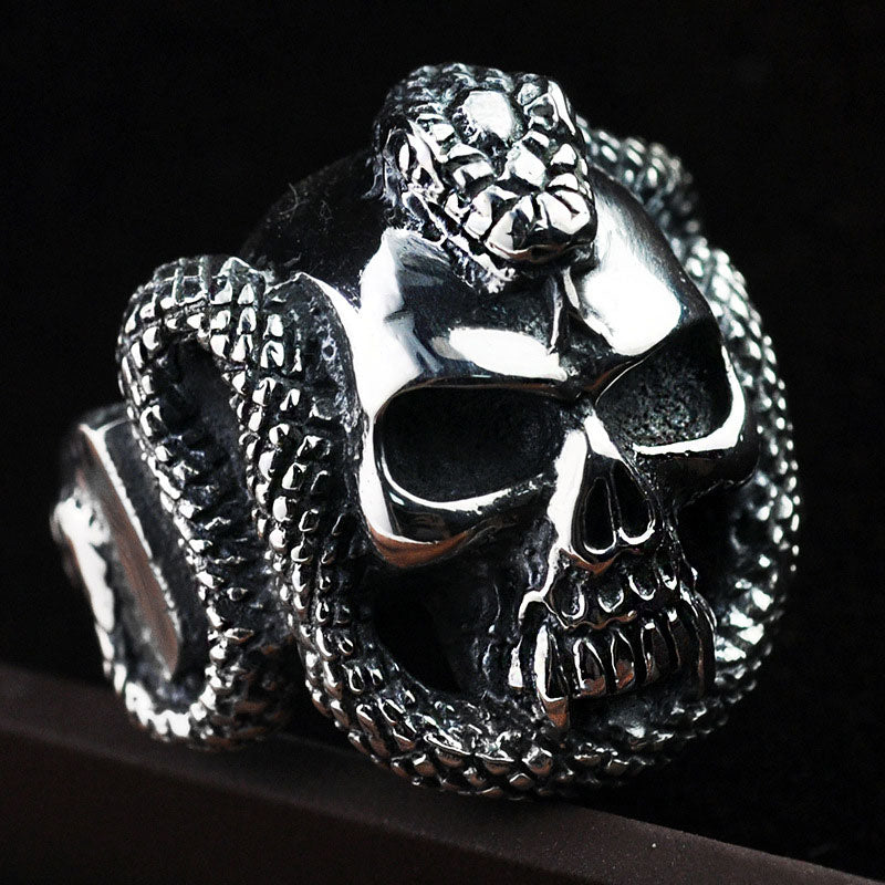 925 Silver Skull Rings Snake Fashion Skeleton