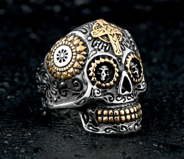 skull ring men stainless steel Hip-hop retro punk personality biker jewelry