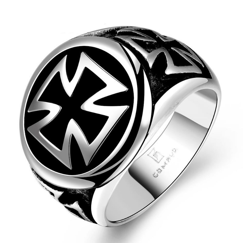 Punk Man Ring Black Titanium Male Ring High Quality Jewelry 316L Titanium Steel Cross Rings For Men Skull Ring