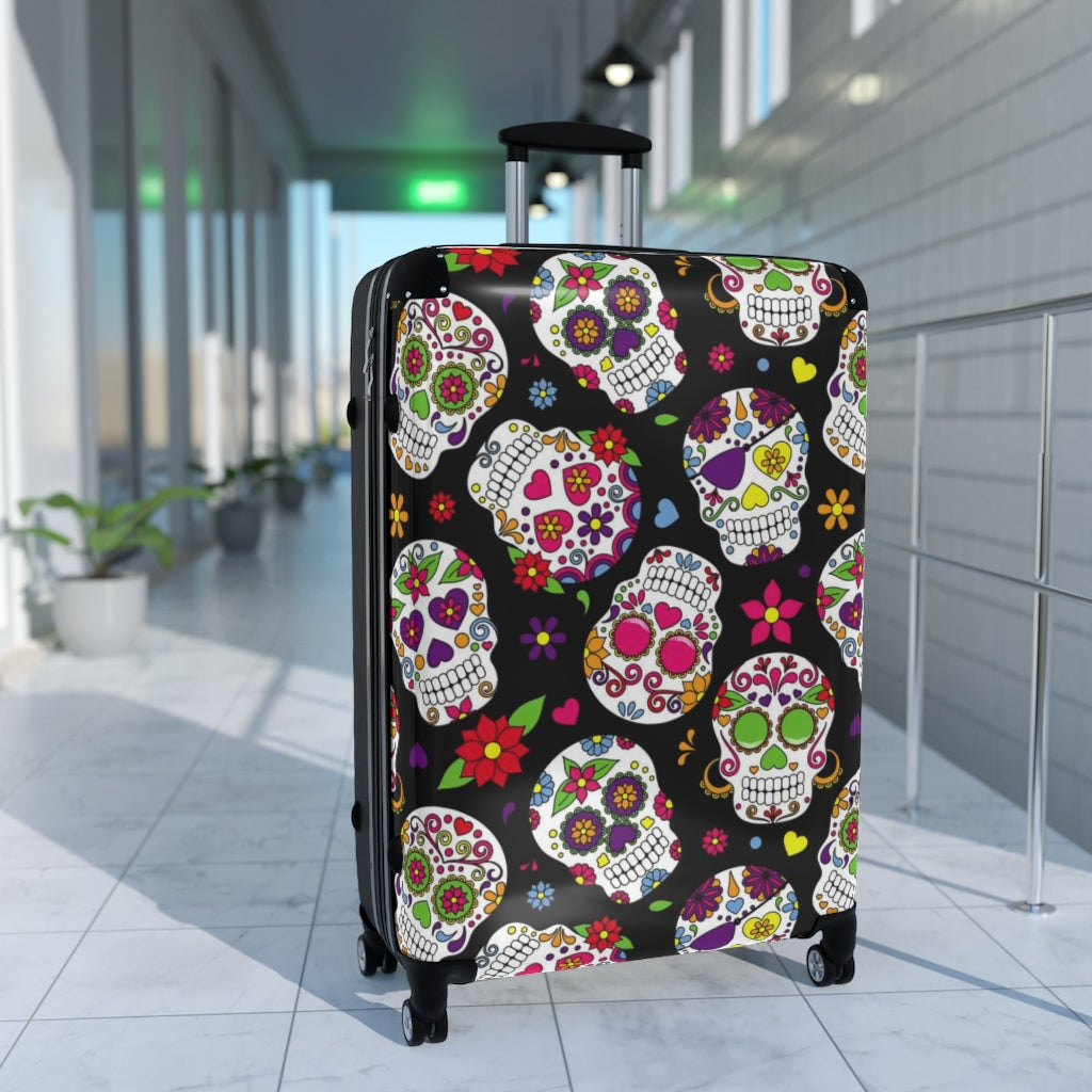 Day of the dead sugar skull Suitcases, floral skull suitcase luggage, sugar skull luggage, dia de los muertos suitcase