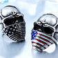 American Flag Stainless Steel Skull Ring For Man Personality Biker Jewelry Wholesale Factory Price BR8-283