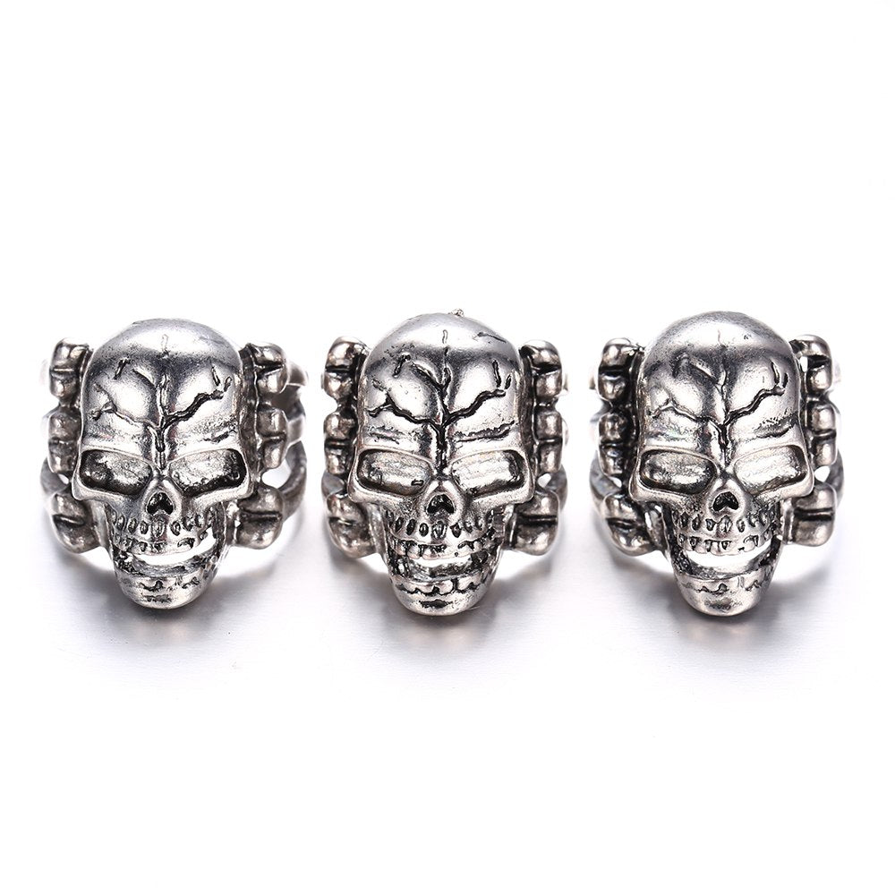 New Man's Ring Gothic Men's Skull Flower Biker Zinc alloy Ring Man fashion rings