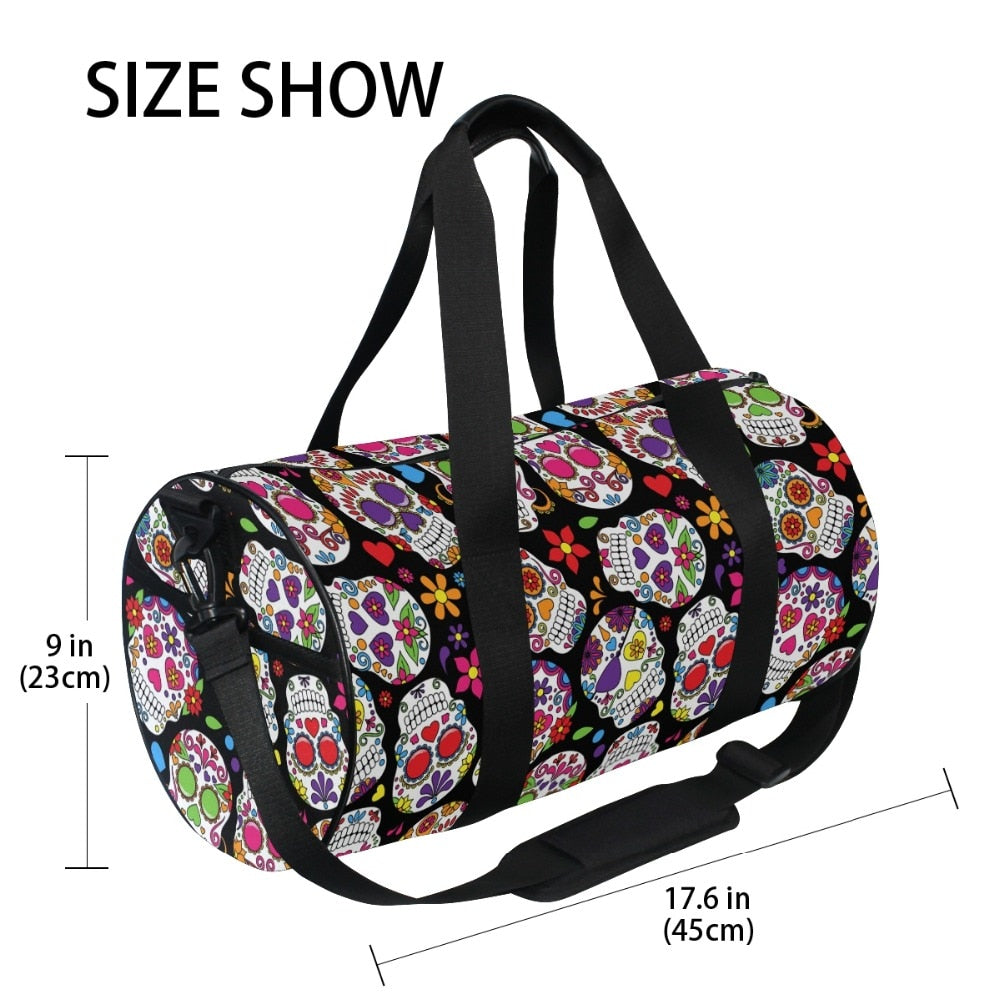 Skull Printing Canvas Gym Travel Bags