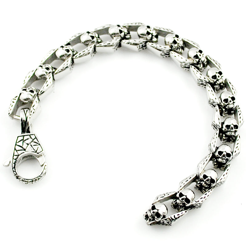 New Cool Style Charm Gothic Skull Bracelets For Men Stainless Steel Biker Chain High Quality Jewelry