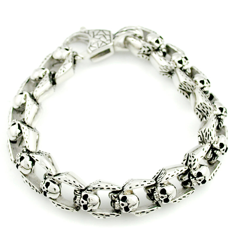 New Cool Style Charm Gothic Skull Bracelets For Men Stainless Steel Biker Chain High Quality Jewelry