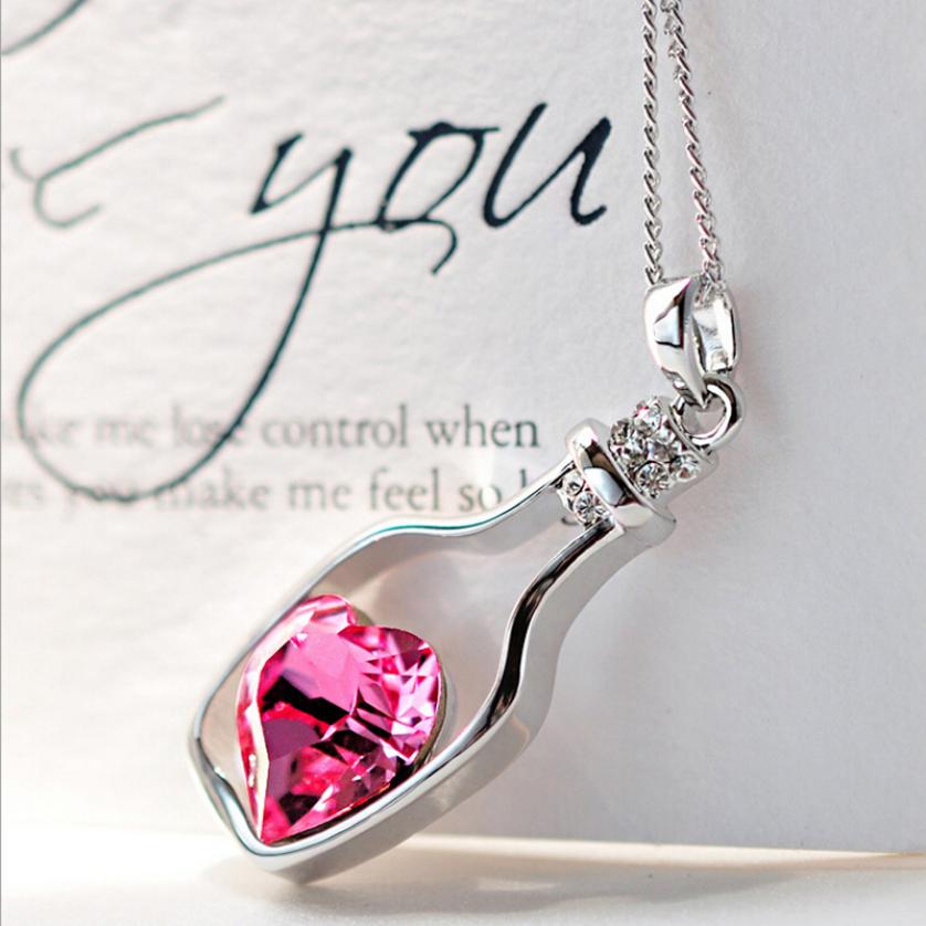 Amazing New Women Ladies New Love Drift Bottles Crystal Chain Pendants Necklace Girl Gift