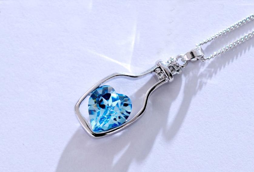 Amazing New Women Ladies New Love Drift Bottles Crystal Chain Pendants Necklace Girl Gift