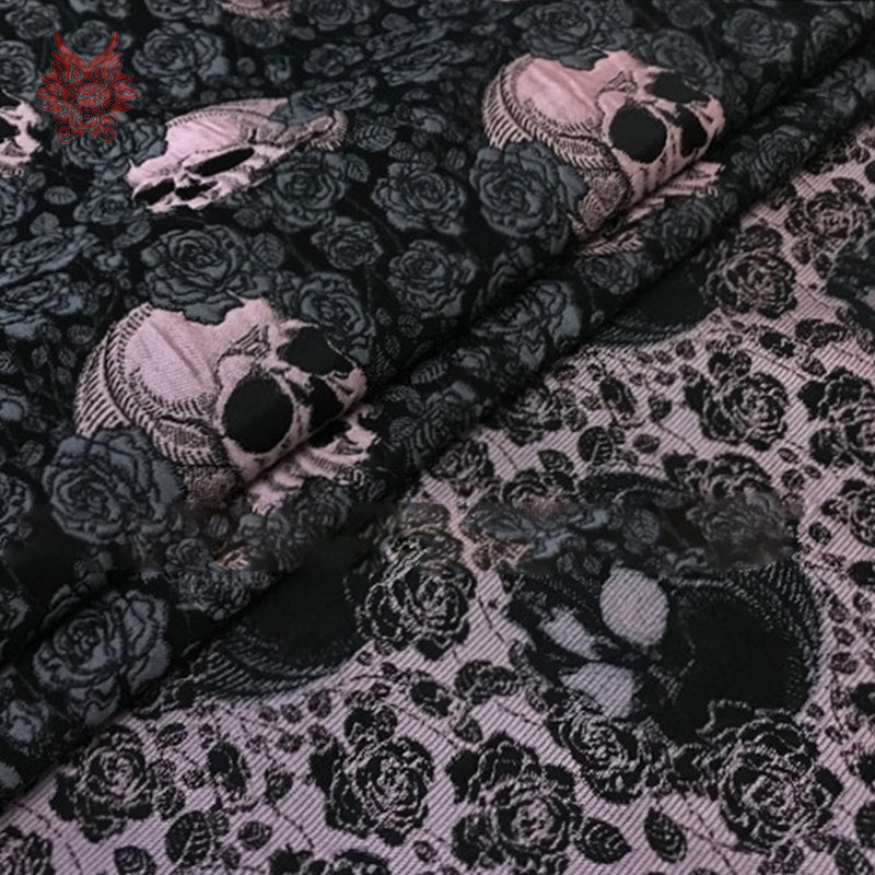 American retro style 3 colors skull jacquard brocade fabric for dress coat winter autumn tissue for sewing